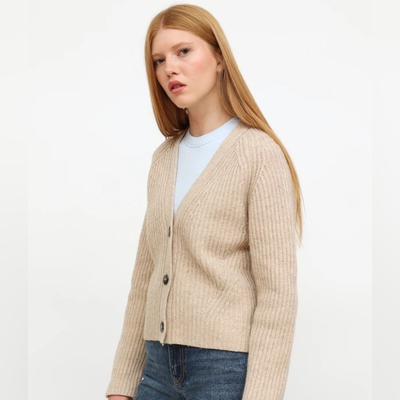 Ganni Wool-Blend Ribbed Cardigan - Picture 4 of 16